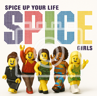 LEGO-Inspired Spice Girls – Spice Up Your Life 5x5" Print Mounted for 9x9" Frame