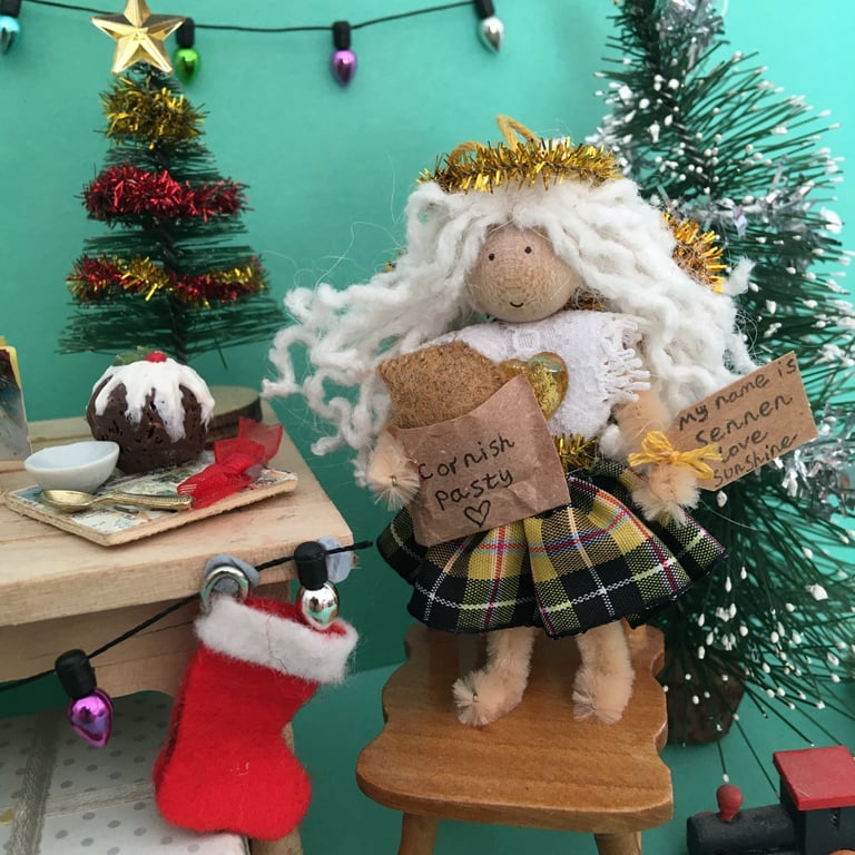 Tiny Cornish Fairy Doll Decoration, Cornwall Christmas Gifts