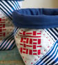 Double Happiness Handprinted Fabric Storage Basket, Crafts Project Bag - Image 4