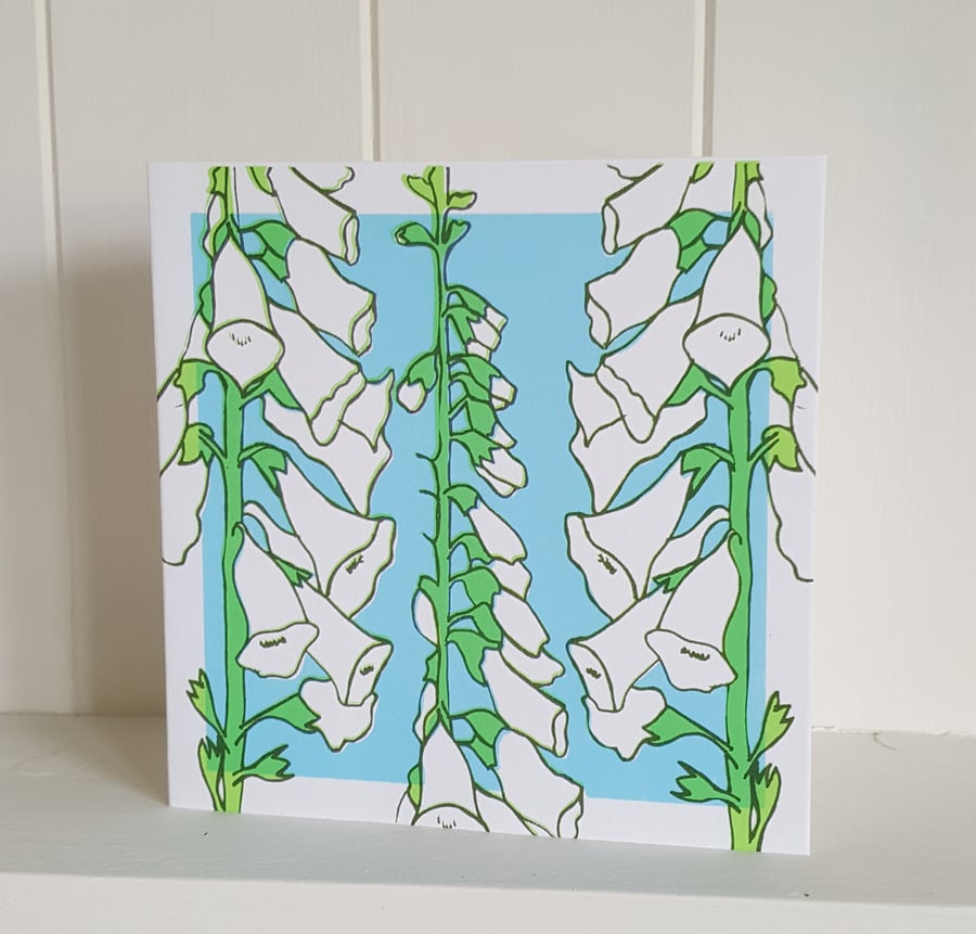 Foxglove hand screen printed card