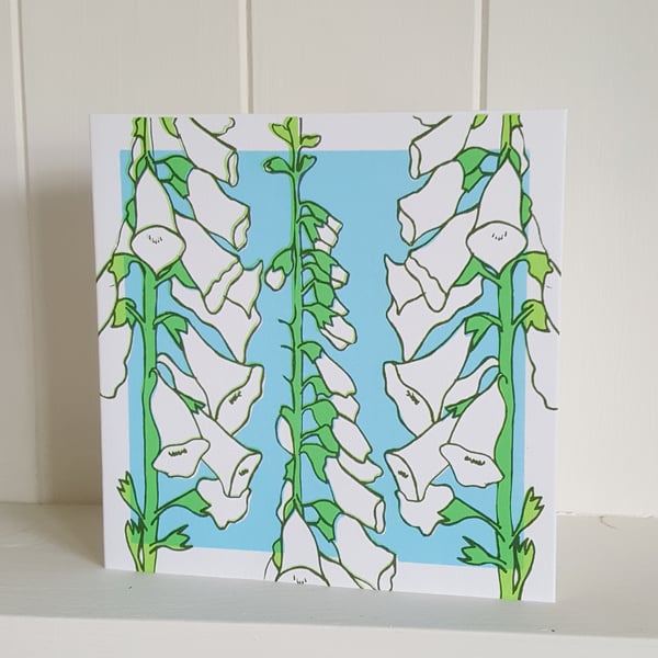 Foxglove hand screen printed card