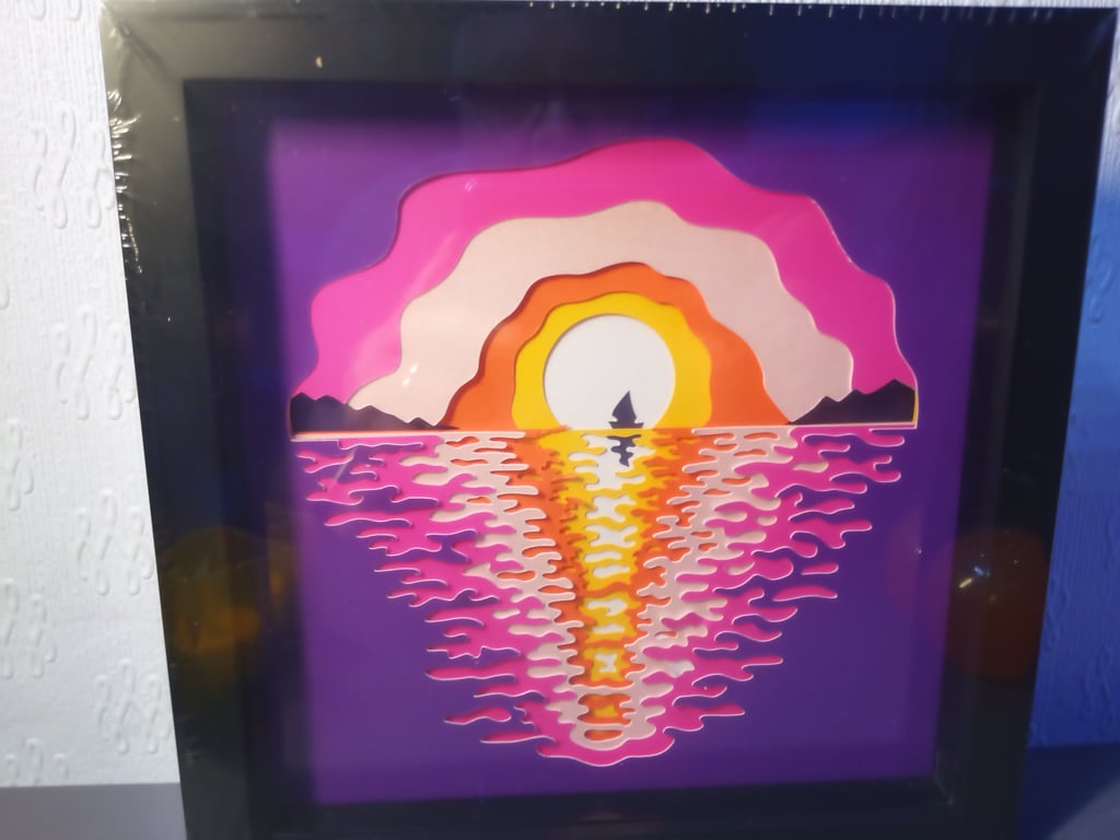 Distant Sailing Ship decorative wall hanging, Shadow Art, 3DArt