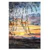  'Autumn Sunset'  The Fens Watercolour Original Landscape Painting 