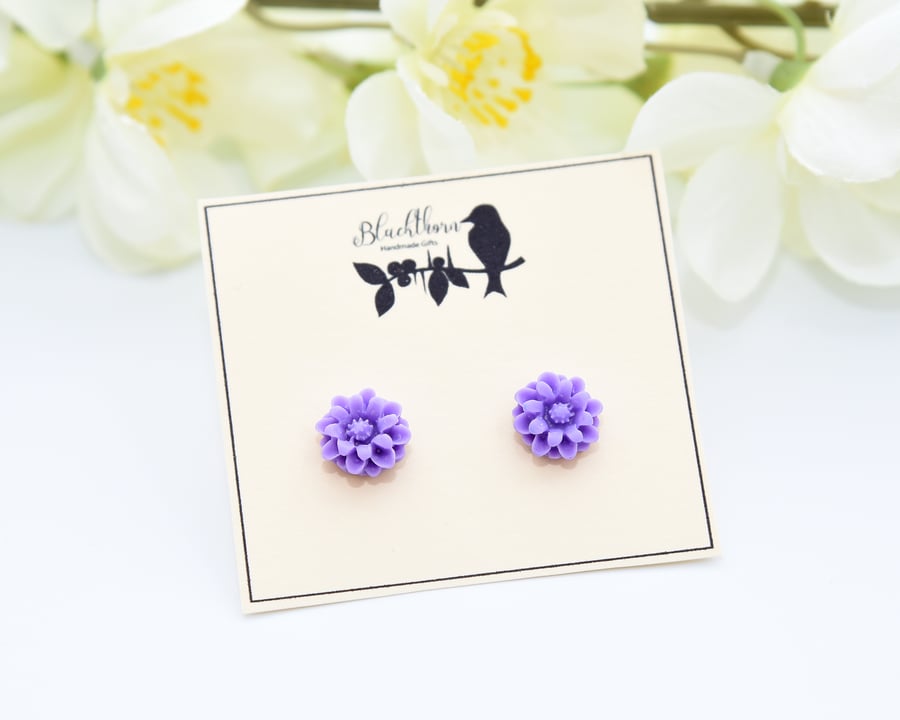 Purple Flower Earrings