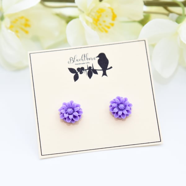 Purple Flower Earrings