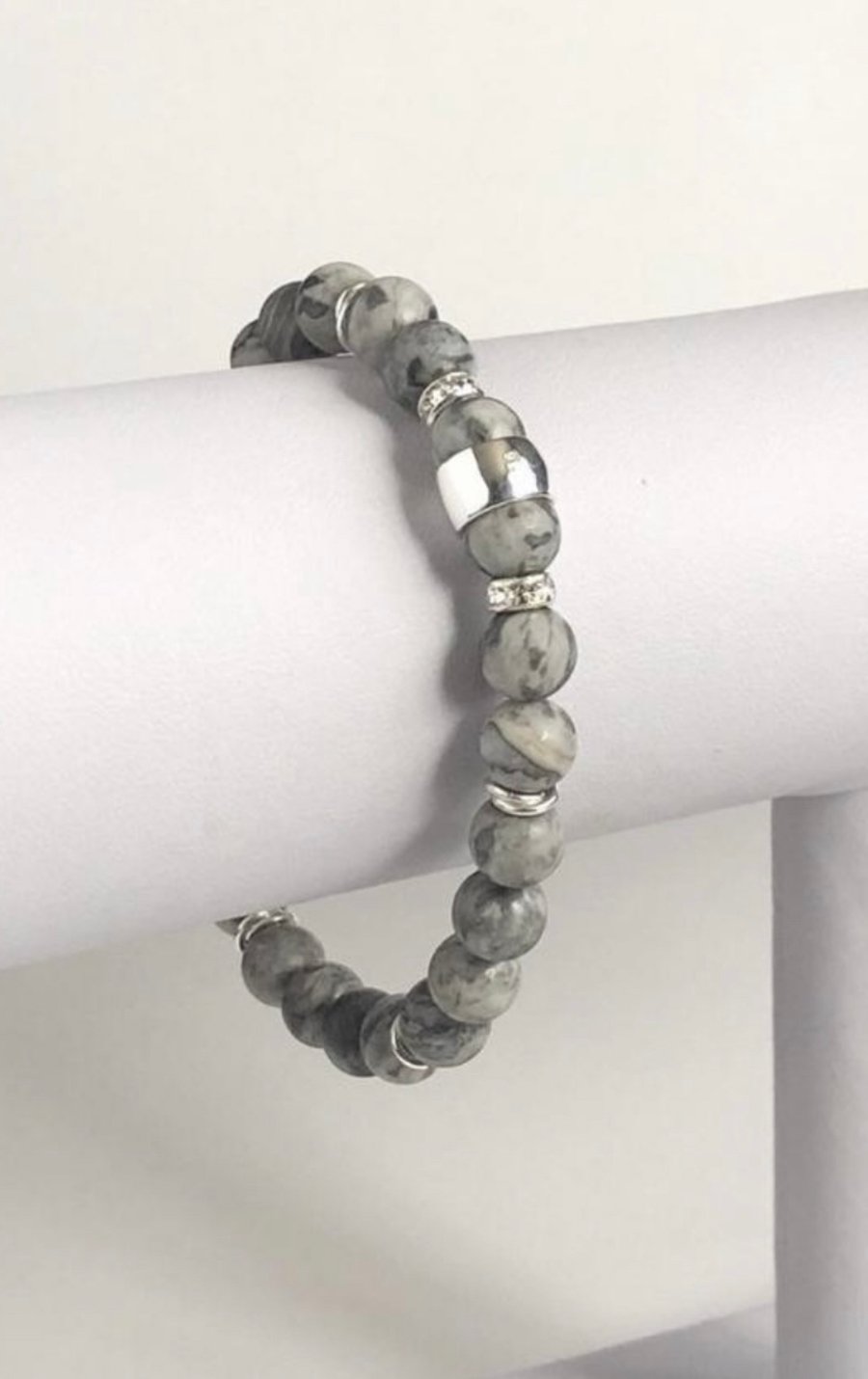 Men's Silver Picture Jasper bracelet 