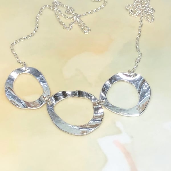 Random Silver Hoops Necklace