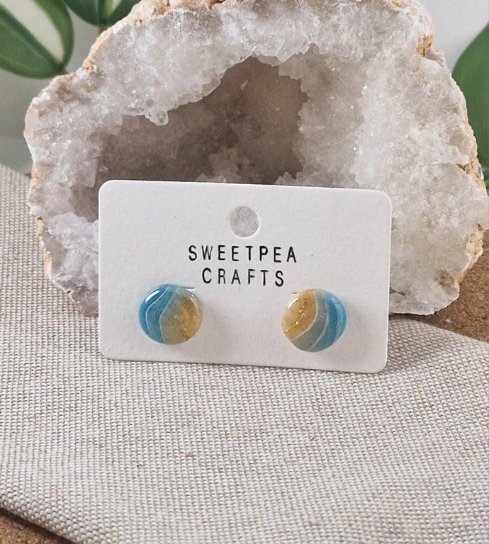 Polymer Clay Stud Earrings: Shoreline 