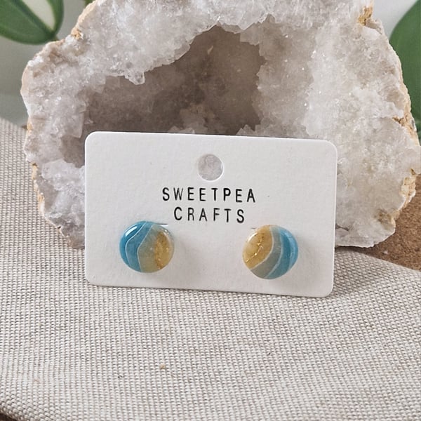 Polymer Clay Stud Earrings: Shoreline 
