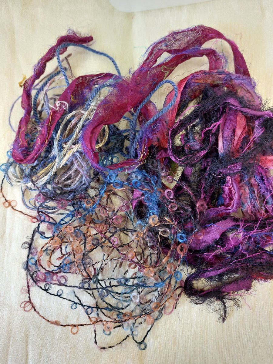 Pack of Textured Yarns and Threads for Textile Collage Mixed Media Emboridery