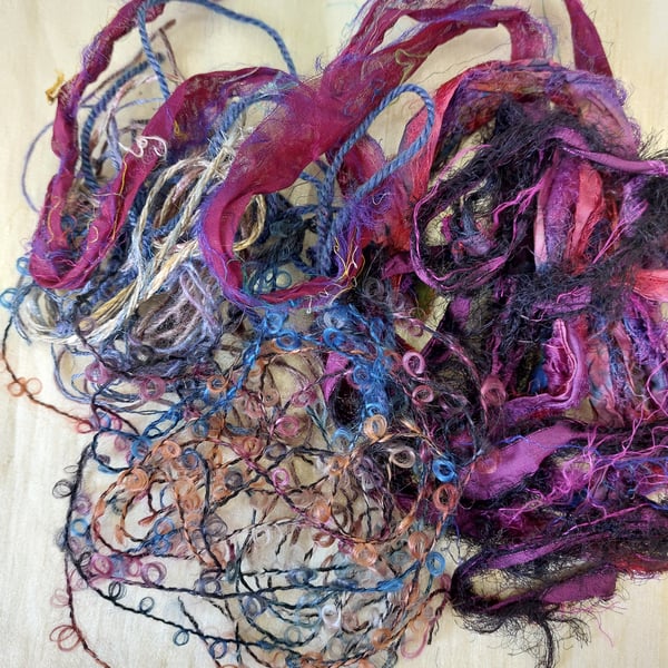 Pack of Textured Yarns and Threads for Textile Collage Mixed Media Emboridery