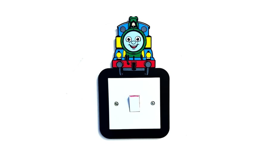 Handmade - Kids Train Light Switch Surround – Colourful Bedroom Wall Decor