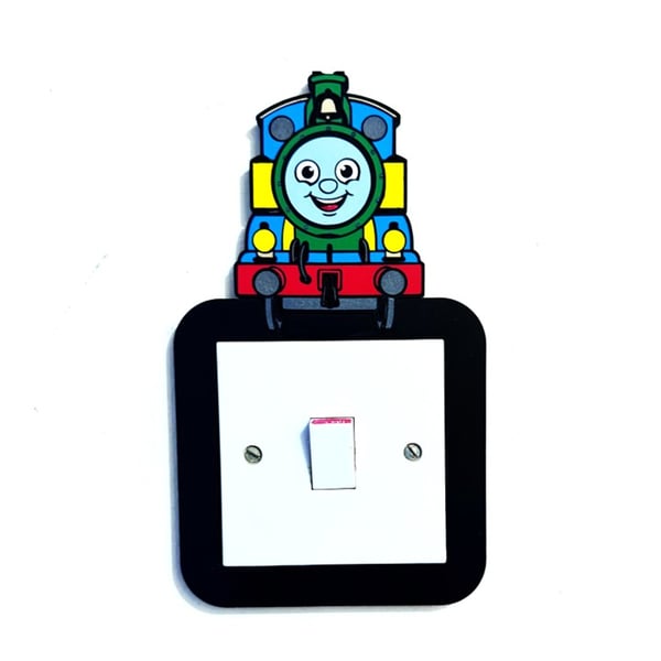 Handmade - Kids Train Light Switch Surround – Colourful Bedroom Wall Decor