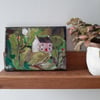 The Little Pink House - an original painting of a Devon cottage with a red door