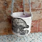 toadstool watercolour handmade plant pot ceramic pottery stoneware, hanging plan