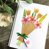 Handmade card. Bouquet of flowers.