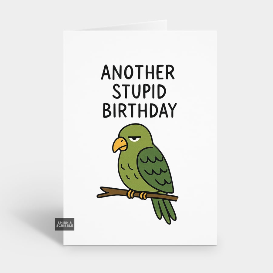 Image of Funny Birthday Card For Him Or Her - Grumpy Parrot