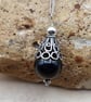 Small Black Jet cone pendant. Reiki jewelry uk. - Image 1