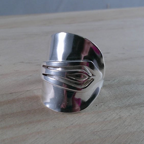 Upcycled Sterling Silver Pierced Wrap Spoon Ring (SKU111124)