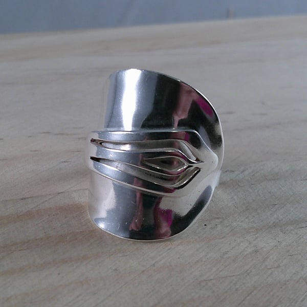 Upcycled Sterling Silver Pierced Wrap Spoon Ring (SKU111124)