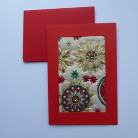 Individually Hand Crafted Textile Christmas Blank Card