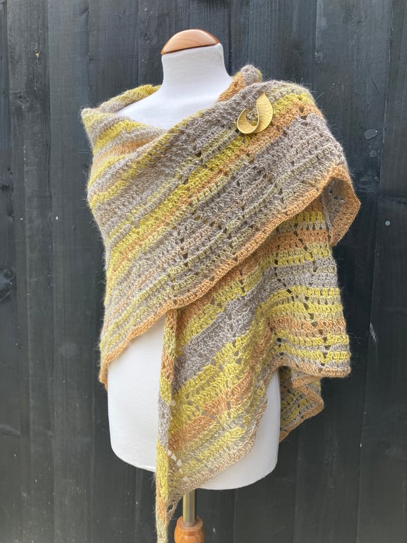 Chrysanthemum Alpaca Mushellka Textured Lace Handmade Shawl Wrap Scarf