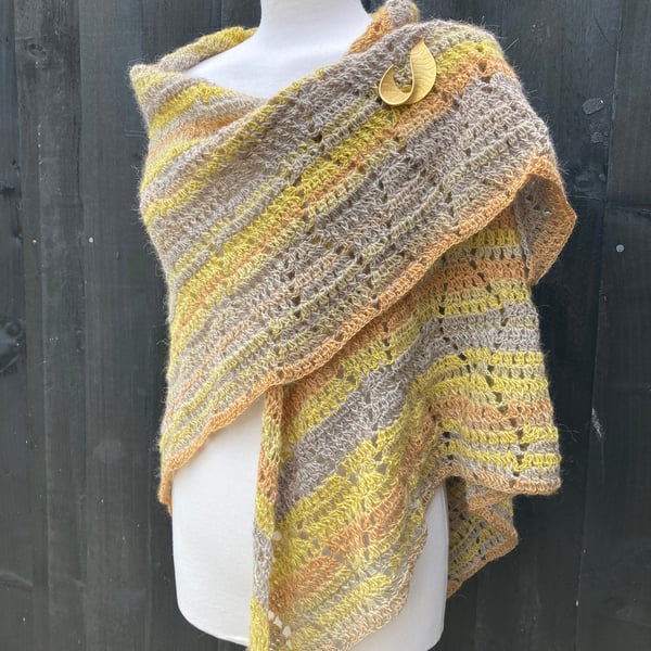 Chrysanthemum Alpaca Mushellka Textured Lace Handmade Shawl Wrap Scarf