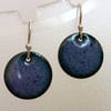 Purple round enamelled copper earrings 049