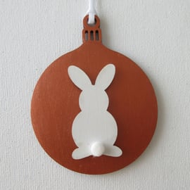 Hanging Decoration Christmas Tree Bauble Bunny Rabbit Copper White