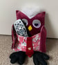 red owl shaped cushion with pocket for remote controls