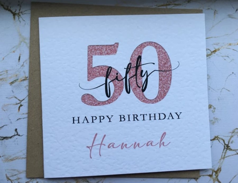 50th Birthday Card, Fiftieth Birthday Card Personalised