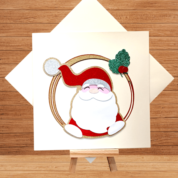 Delightful sparkling Santa Christmas card 