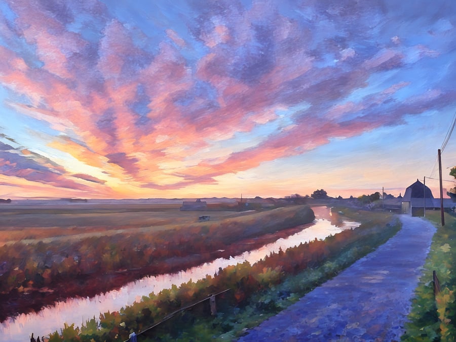 A4 Print Sunrise The Fens Norfolk 