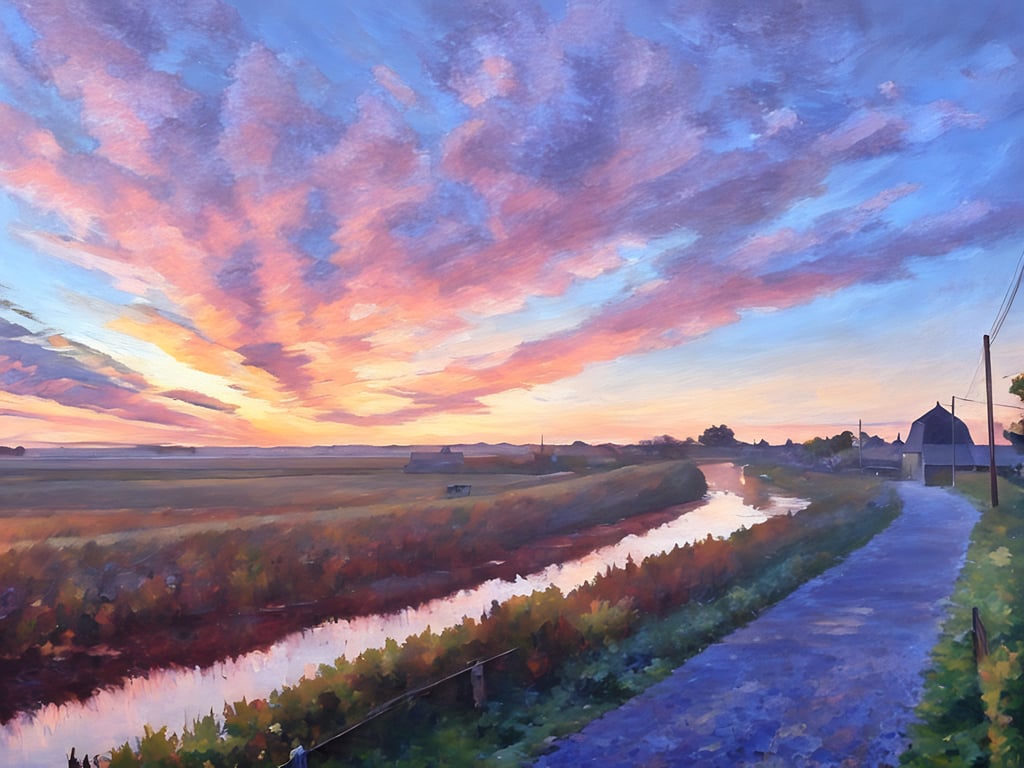 A4 Print Sunrise The Fens Norfolk 