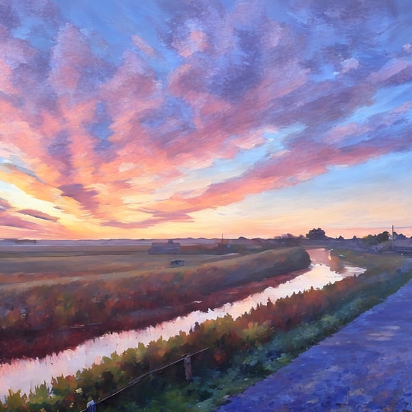A4 Print Sunrise The Fens Norfolk 