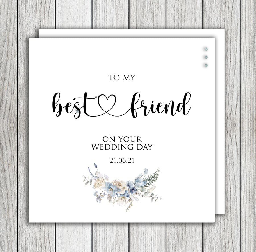 Floral Best Friend Wedding Card