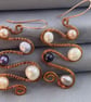 Multicoloured Cultured Pearl Copper Abstract Squiggle Dangle Earrings  - Image 10