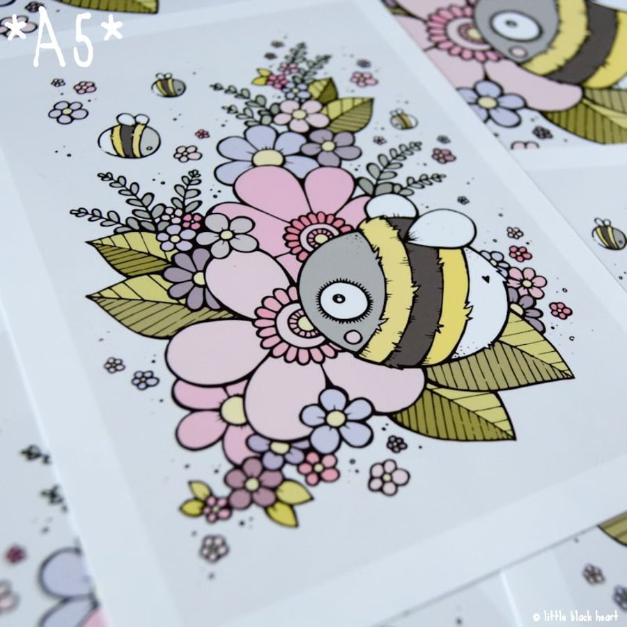 bee and blossom - A5 print