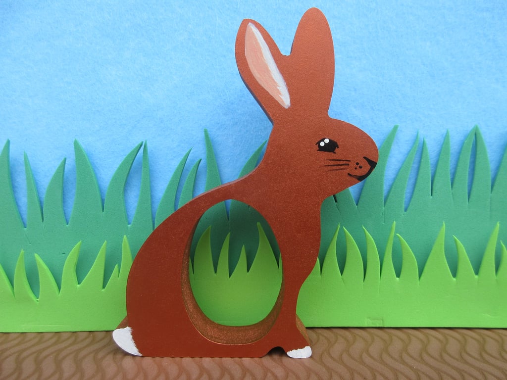 Easter Bunny Chocolate Egg Holder Wooden Hand Painted Gift