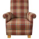 Spice Orange Tartan Fabric Armchair Adult Chair Balmoral Check Accent Scottish
