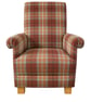 Spice Orange Tartan Fabric Armchair Adult Chair Balmoral Check Accent Scottish
