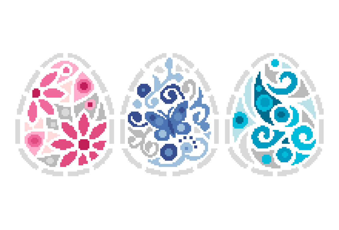 247 - Easter Eggs Cross Stitch Pattern Greetings Cards (PDF Counted Chart)