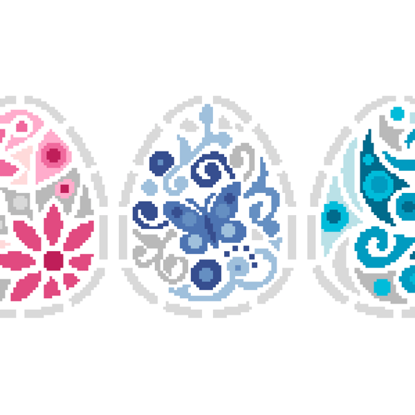 247 - Easter Eggs Cross Stitch Pattern Greetings Cards (PDF Counted Chart)