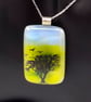 Coming in to Land, Fused Glass Pendant with Sterling Silver Findings - Image 1
