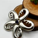 Sterling Silver Chunky Large Flower Biomorphic Abstract Brooch