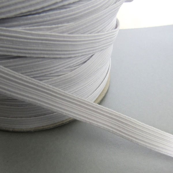 5 metres 12mm Flat White Elastic