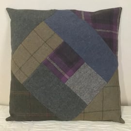 Tweed Patchwork Cushion Cover
