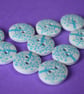 15mm Wooden Heart Tree Buttons Turquoise Blue on White 10pk Leaves (ST17) - Image 1