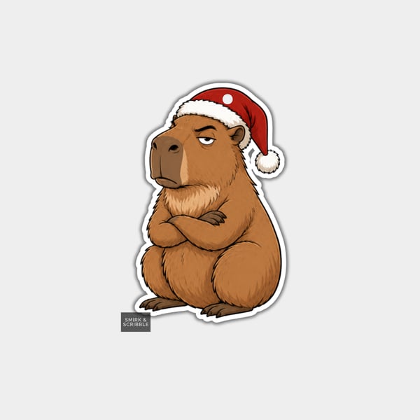 Unique Funny Christmas Gift Tags For Adults, 6pk - Cute Sulking Capybara