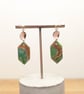 Green earthy agate polymer clay earrings- diamond gem - Image 1